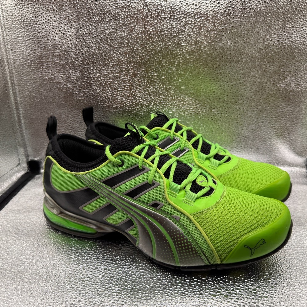 Size 10.5 Puma Cell H-Street Metallic Green Silver Mens Running Shoes 186620-03